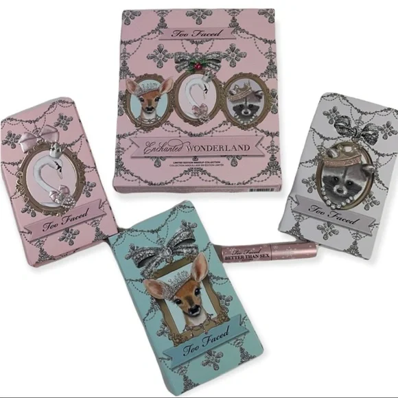 TOO FACED 3 Makeup Pallets Enchanted Wonderland Gift Set Better Than Sex Mascara - Picture 14 of 15